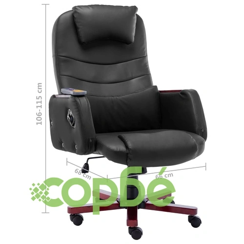 Масажен офис стол, черен, изкуствена кожа ➤ топ цена ➤ sorbe.bg