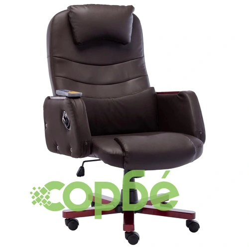 Масажен офис стол, кафяв, изкуствена кожа ➤ топ цена ➤ sorbe.bg