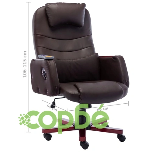 Масажен офис стол, кафяв, изкуствена кожа ➤ топ цена ➤ sorbe.bg