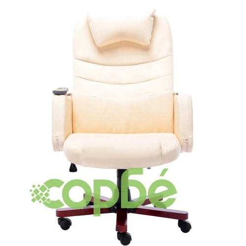 Масажен офис стол, кремав, изкуствена кожа ➤ топ цена ➤ sorbe.bg