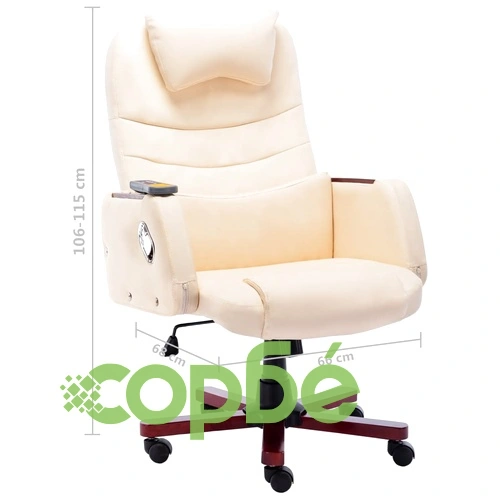 Масажен офис стол, кремав, изкуствена кожа ➤ топ цена ➤ sorbe.bg