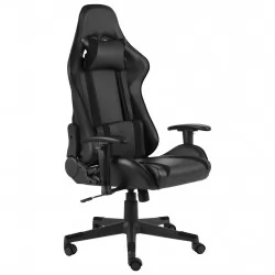 Въртящ геймърски стол, черен, PVC