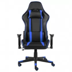 Въртящ геймърски стол, син, PVC