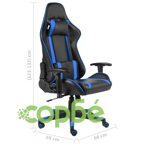 Въртящ геймърски стол, син, PVC ➤ топ цена ➤ sorbe.bg
