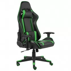 Въртящ геймърски стол, зелен, PVC