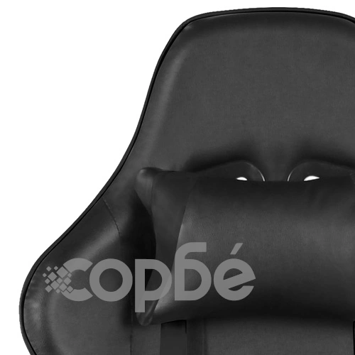 Въртящ геймърски стол с подложка за крака, черен, PVC ➤ топ цена ➤ sorbe.bg