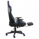 Въртящ геймърски стол с подложка за крака, син, PVC