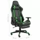Въртящ геймърски стол с подложка за крака, зелен, PVC