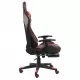 Въртящ геймърски стол с подложка за крака, червен, PVC