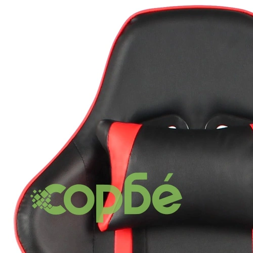 Въртящ геймърски стол с подложка за крака, червен, PVC ➤ топ цена ➤ sorbe.bg