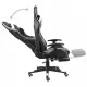 Въртящ геймърски стол с подложка за крака, бял, PVC