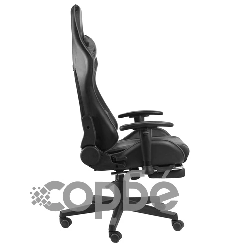 Въртящ геймърски стол с подложка за крака, сив, PVC ➤ топ цена ➤ sorbe.bg