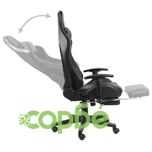 Въртящ геймърски стол с подложка за крака, сив, PVC ➤ топ цена ➤ sorbe.bg