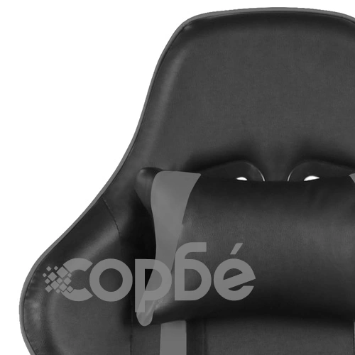 Въртящ геймърски стол с подложка за крака, сив, PVC ➤ топ цена ➤ sorbe.bg