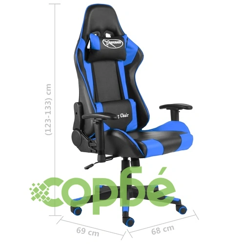 Въртящ геймърски стол, син, PVC ➤ топ цена ➤ sorbe.bg