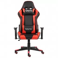 Въртящ геймърски стол, червен, PVC