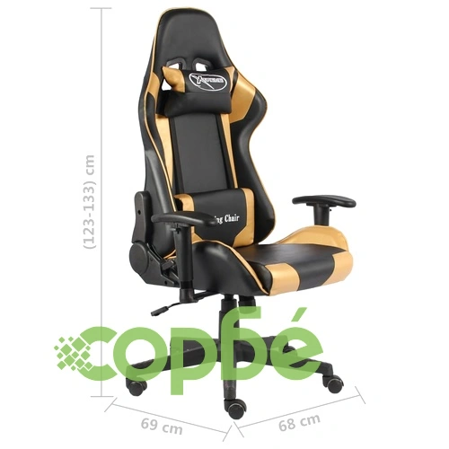 Въртящ геймърски стол, златист, PVC ➤ топ цена ➤ sorbe.bg