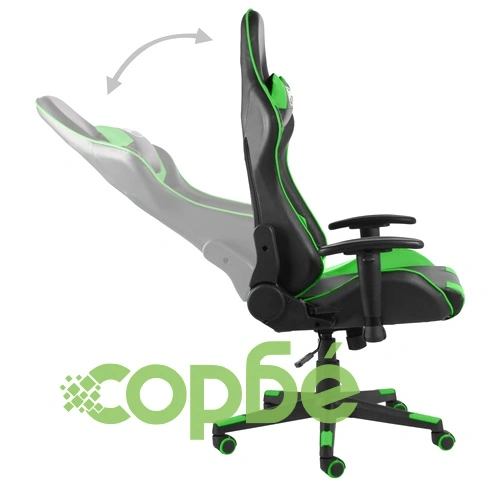 Въртящ геймърски стол, зелен, PVC ➤ топ цена ➤ sorbe.bg