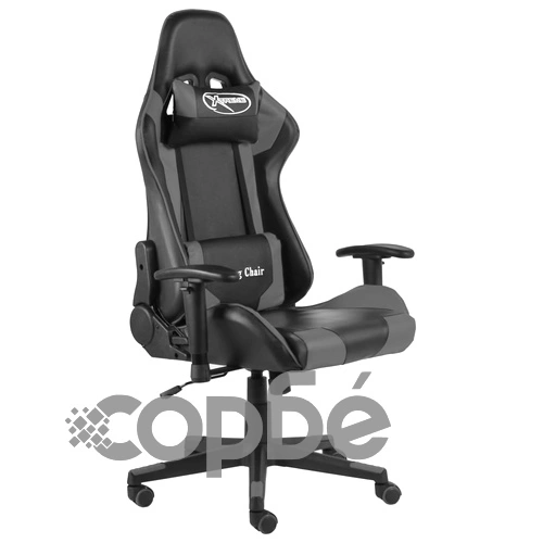 Въртящ геймърски стол, сив, PVC ➤ топ цена ➤ sorbe.bg