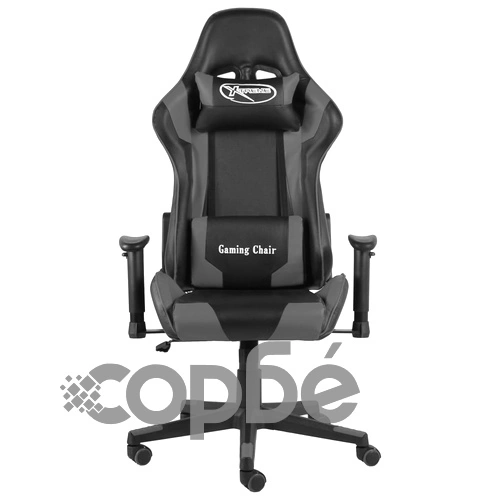 Въртящ геймърски стол, сив, PVC ➤ топ цена ➤ sorbe.bg