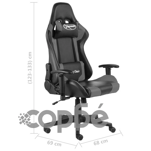 Въртящ геймърски стол, сив, PVC ➤ топ цена ➤ sorbe.bg