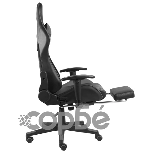 Въртящ геймърски стол с подложка за крака, сив, PVC ➤ топ цена ➤ sorbe.bg