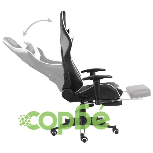 Въртящ геймърски стол с подложка за крака, бял, PVC ➤ топ цена ➤ sorbe.bg