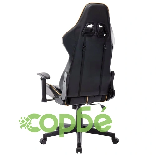 Геймърски стол, черно и златисто, изкуствена кожа ➤ топ цена ➤ sorbe.bg