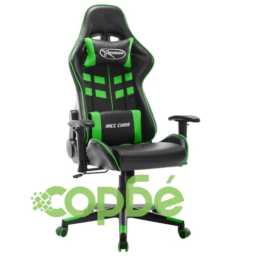 Геймърски стол, черно и зелено, изкуствена кожа ➤ топ цена ➤ sorbe.bg