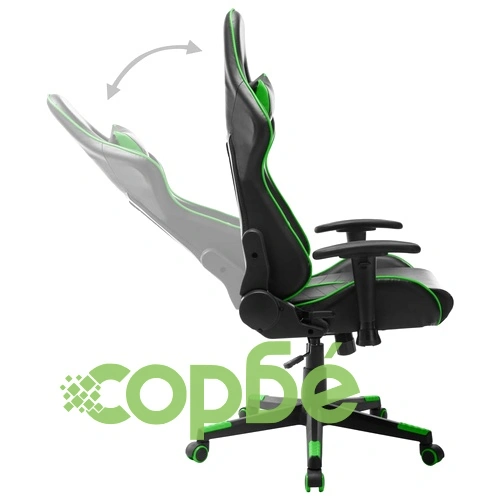 Геймърски стол, черно и зелено, изкуствена кожа ➤ топ цена ➤ sorbe.bg