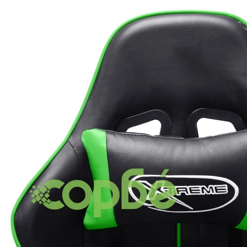 Геймърски стол, черно и зелено, изкуствена кожа ➤ топ цена ➤ sorbe.bg