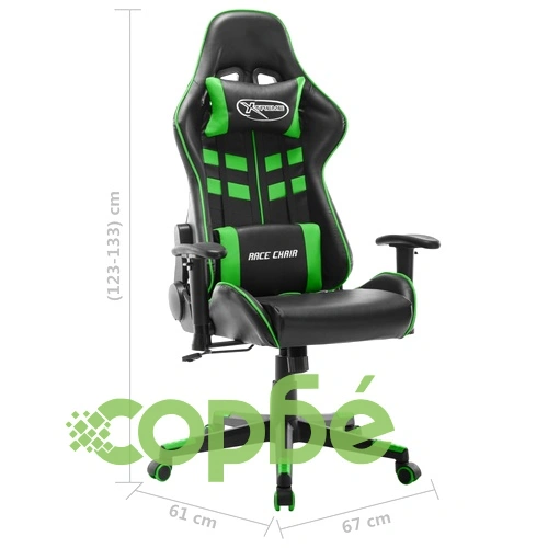 Геймърски стол, черно и зелено, изкуствена кожа ➤ топ цена ➤ sorbe.bg