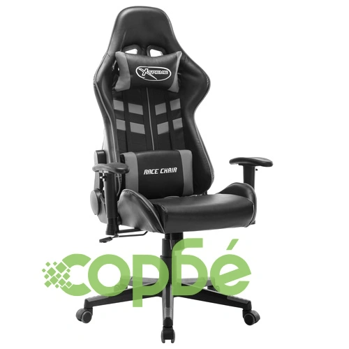 Геймърски стол, черно и сиво, изкуствена кожа ➤ топ цена ➤ sorbe.bg