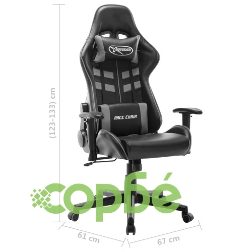 Геймърски стол, черно и сиво, изкуствена кожа ➤ топ цена ➤ sorbe.bg