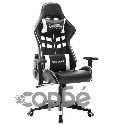 Геймърски стол, черно и бяло, изкуствена кожа ➤ топ цена ➤ sorbe.bg