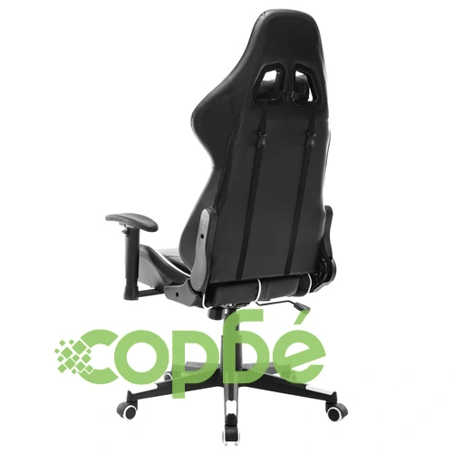 Геймърски стол, черно и бяло, изкуствена кожа ➤ топ цена ➤ sorbe.bg