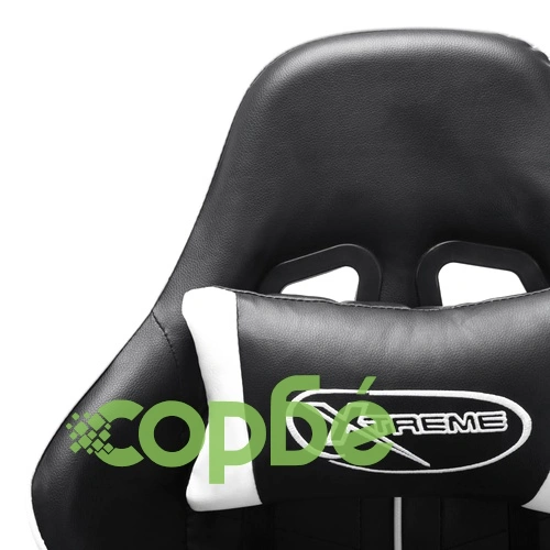 Геймърски стол, черно и бяло, изкуствена кожа ➤ топ цена ➤ sorbe.bg