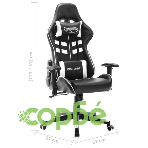 Геймърски стол, черно и бяло, изкуствена кожа ➤ топ цена ➤ sorbe.bg