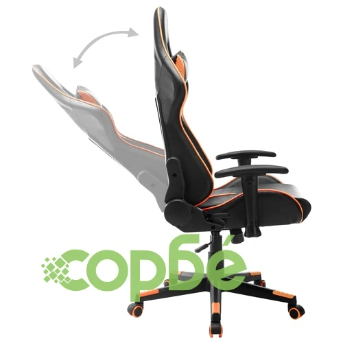 Геймърски стол, черно и оранжево, изкуствена кожа ➤ топ цена ➤ sorbe.bg