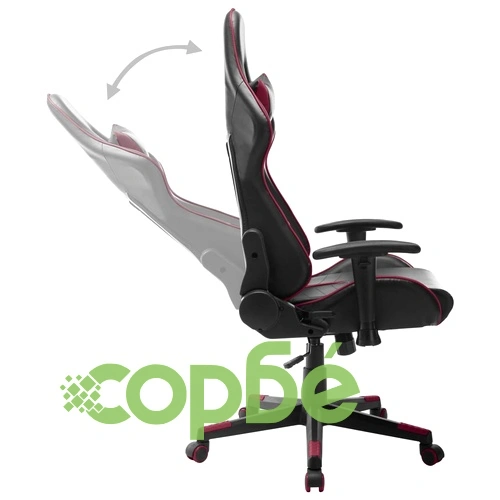 Геймърски стол, черно и виненочервено, изкуствена кожа ➤ топ цена ➤ sorbe.bg