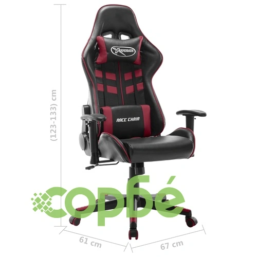 Геймърски стол, черно и виненочервено, изкуствена кожа ➤ топ цена ➤ sorbe.bg