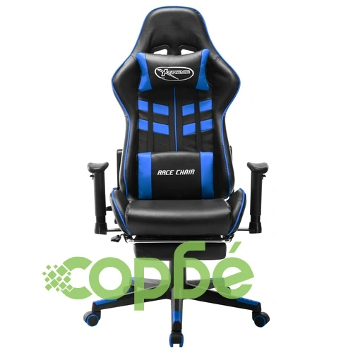 Геймърски стол с подложка крака черно и синьо изкуствена кожа ➤ топ цена ➤ sorbe.bg