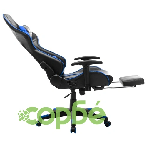 Геймърски стол с подложка крака черно и синьо изкуствена кожа ➤ топ цена ➤ sorbe.bg
