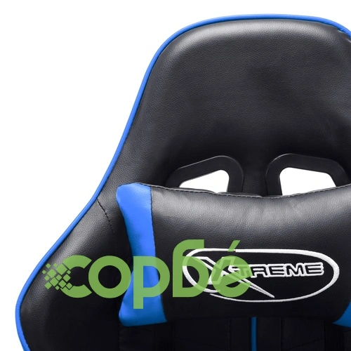 Геймърски стол с подложка крака черно и синьо изкуствена кожа ➤ топ цена ➤ sorbe.bg