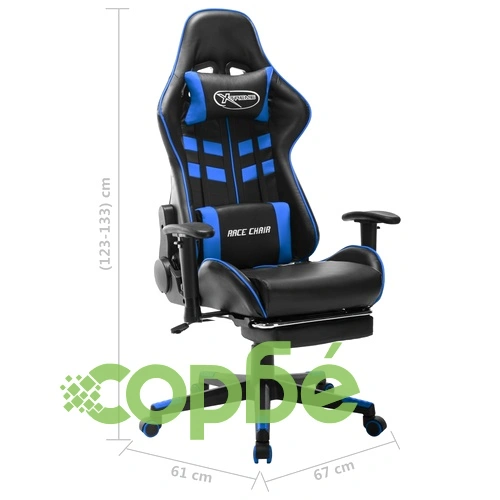 Геймърски стол с подложка крака черно и синьо изкуствена кожа ➤ топ цена ➤ sorbe.bg