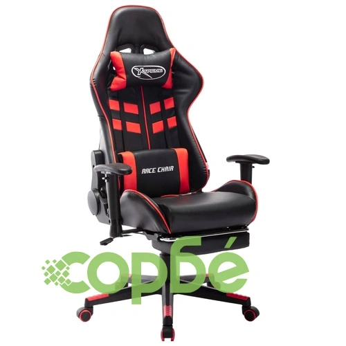 Геймърски стол с подложка крака черно и червено изкуствена кожа ➤ топ цена ➤ sorbe.bg