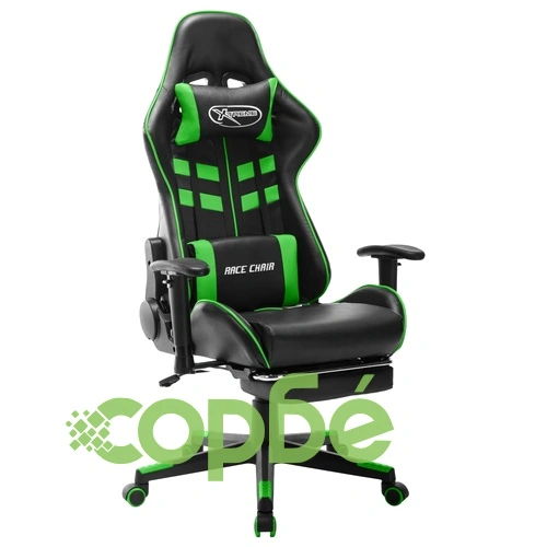 Геймърски стол с подложка крака черно и зелено изкуствена кожа ➤ топ цена ➤ sorbe.bg