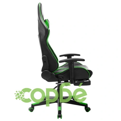 Геймърски стол с подложка крака черно и зелено изкуствена кожа ➤ топ цена ➤ sorbe.bg