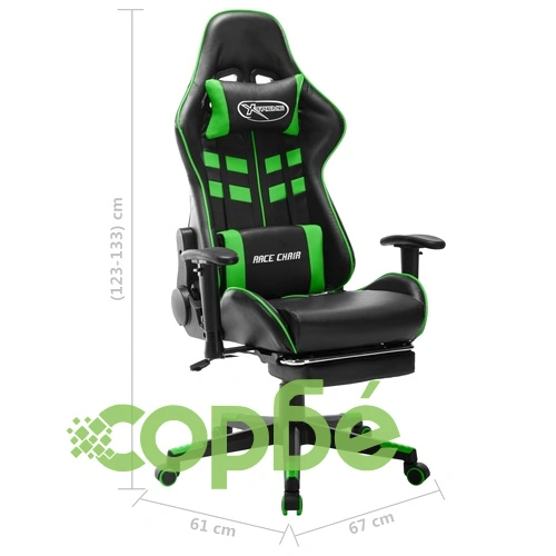 Геймърски стол с подложка крака черно и зелено изкуствена кожа ➤ топ цена ➤ sorbe.bg