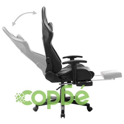 Геймърски стол с подложка за крака черно и сиво изкуствена кожа ➤ топ цена ➤ sorbe.bg